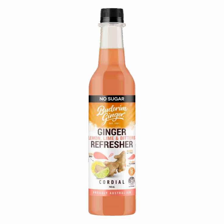 Buderim Ginger Cordial No Sugar Ginger Lemon Lime & Bitters Refresher