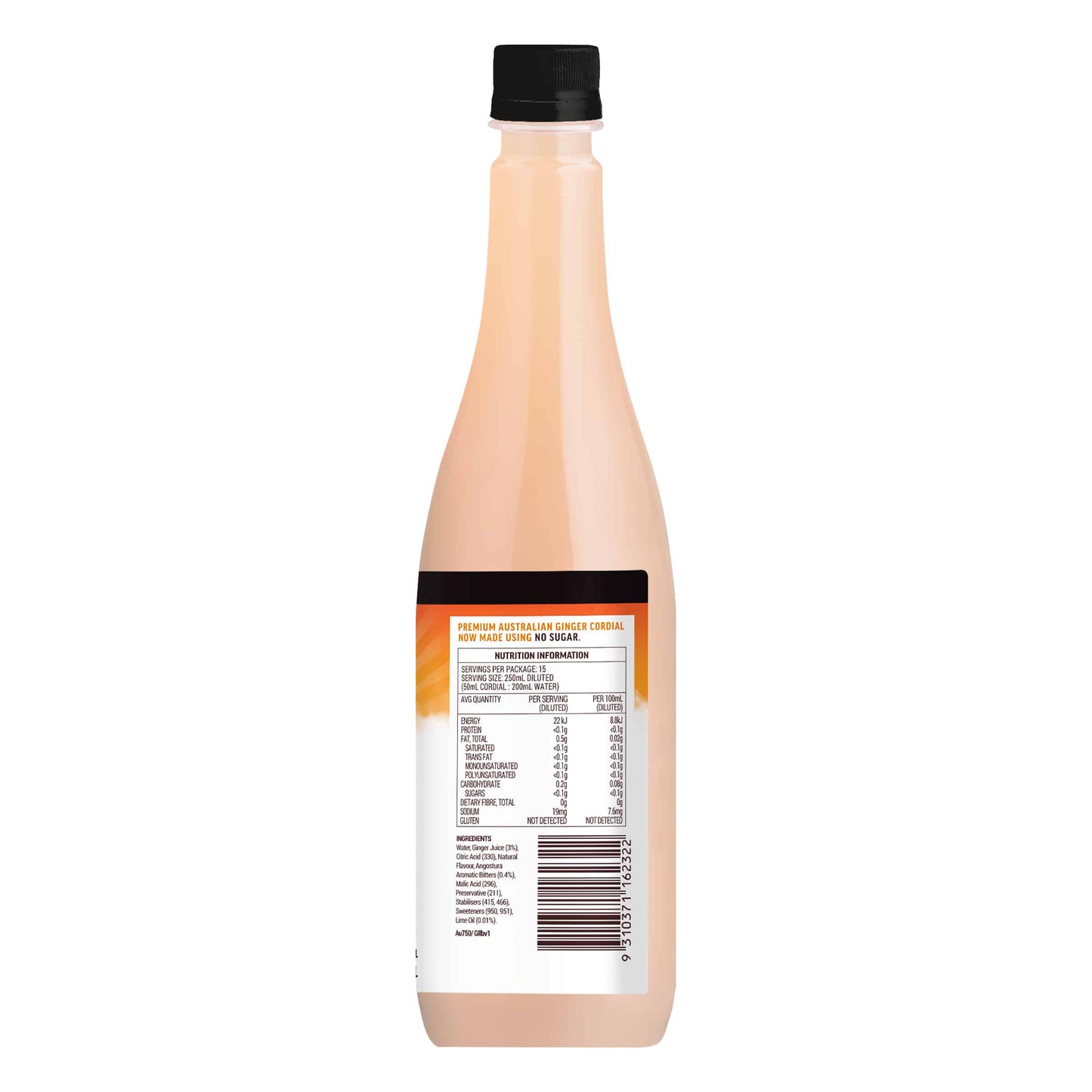 Buderim Ginger Cordial No Sugar Ginger Lemon Lime & Bitters Refresher