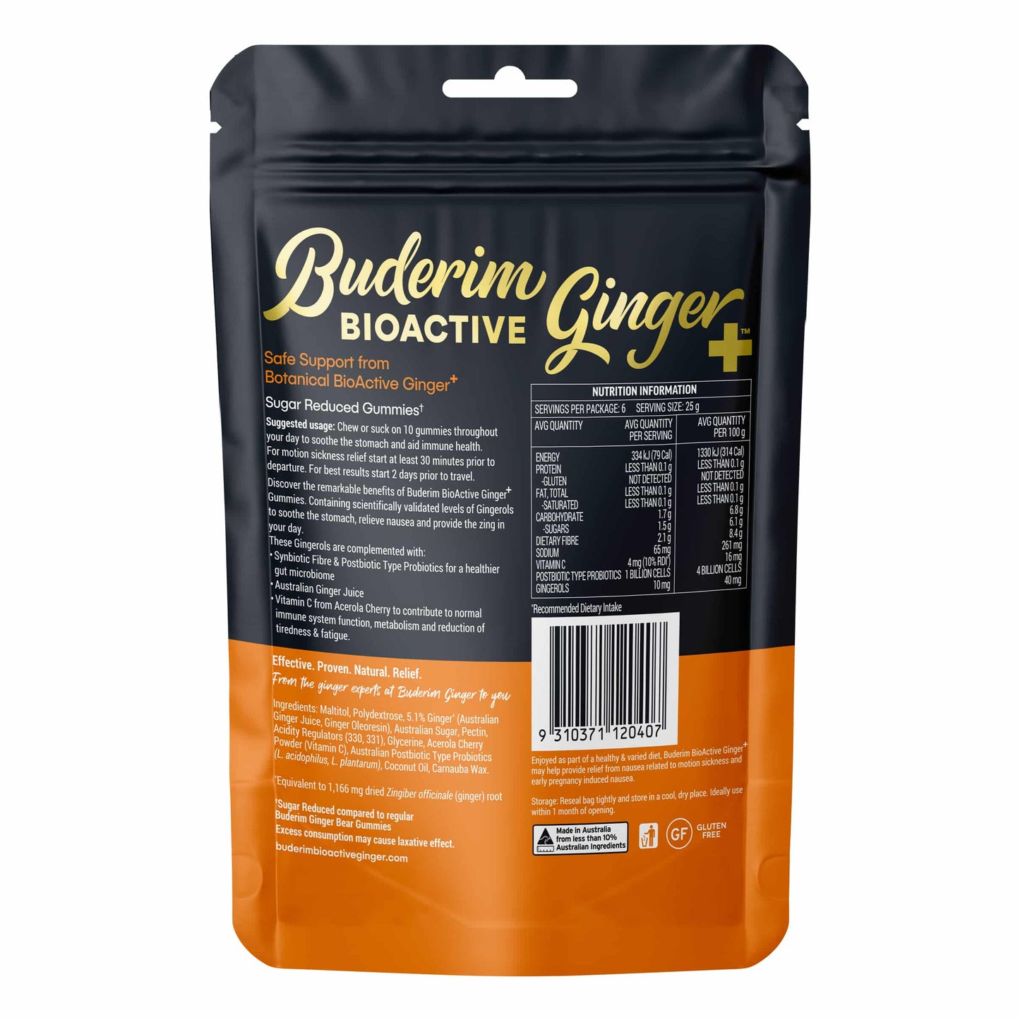 Buderim Ginger Bioactive Ginger+ Gummie Bears 150g